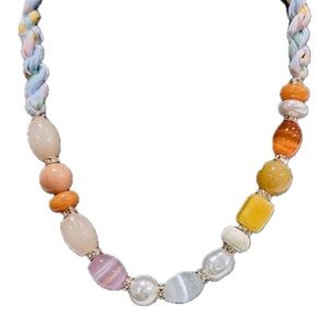 NWT ⚜️💖⚜️ Piper K Genuine Stones & Glass Pearls Multicolor Beaded Necklace